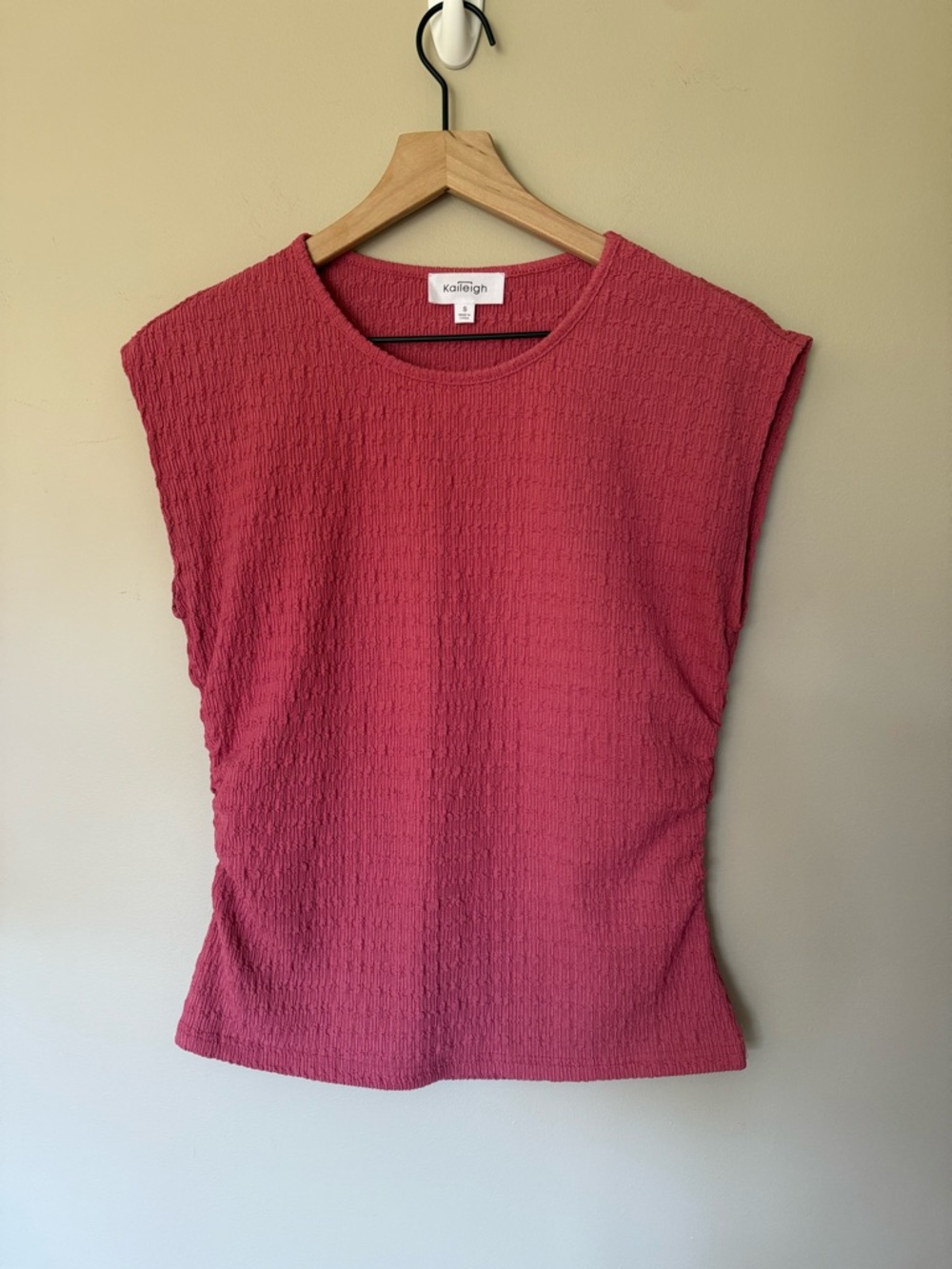 Kaileigh Textured Tank Blouse Pink With Ruching On Sides